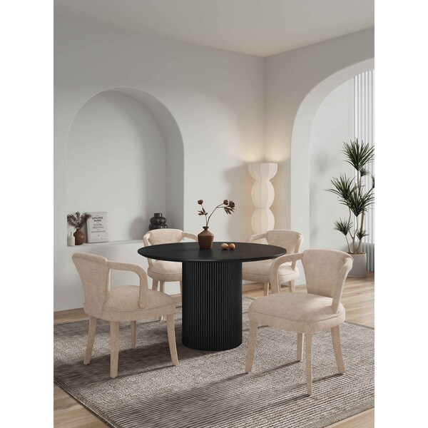Manhattan Comfort 5-Piece Hathaway 47.24 Round Dining Set in Black with 4 Palmer Dining Armchairs in Gold Dust 4-DT03DC088AR-BKGD - main